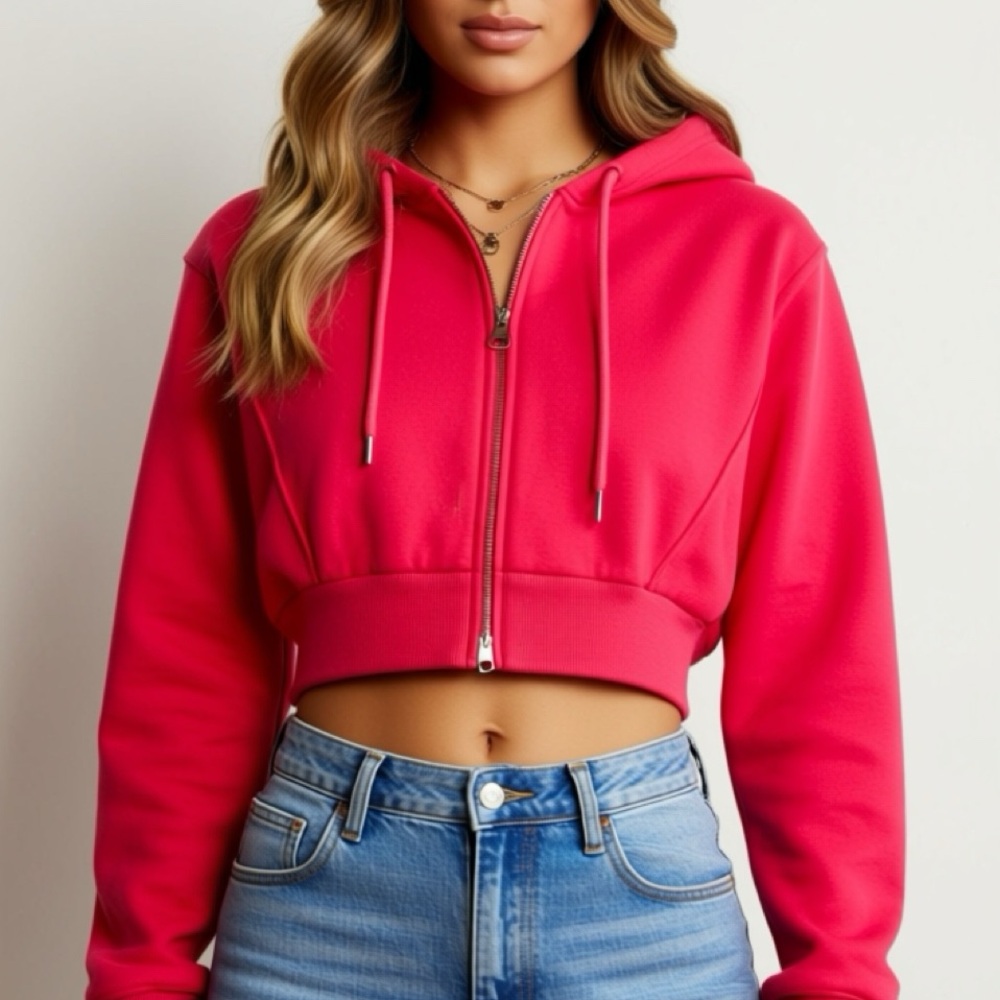 SHEIN Pink Cropped Hoodie